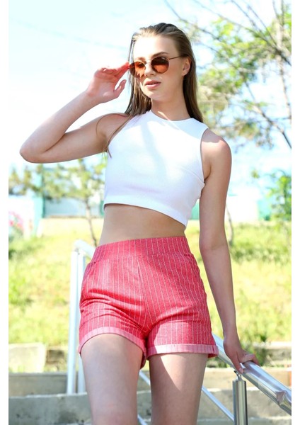 Şort Crop Kırmızı Takım