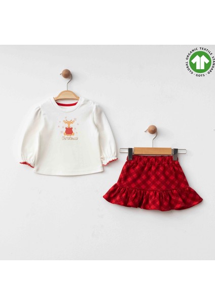 Kırmızı Ekoseli Kız Bebek Takımı