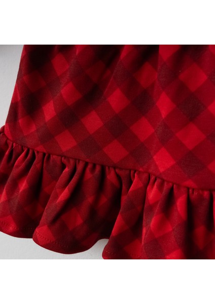 Kırmızı Ekoseli Kız Bebek Takımı modelleri