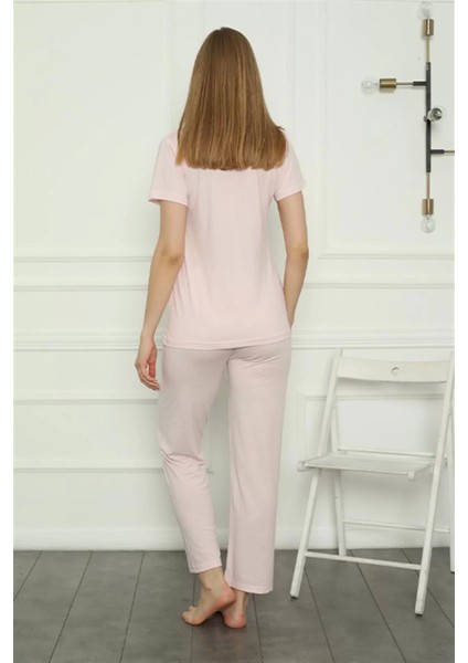 Kadın Penye Pijama Takım Pembe fırsatları