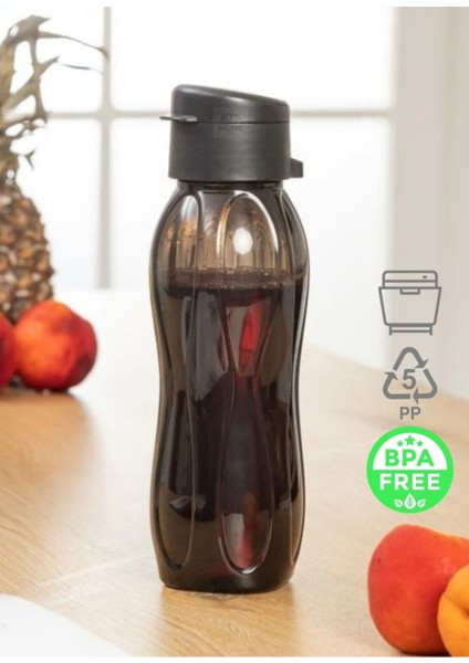 Kapaklı 750 ml Siyah Öğrenci Spor Suluğu Bpa Free Kokusuz Pp-5