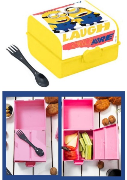 Minyonlar 3 Bölmeli Okul Kabı ve Suluğu, Düğmeli Matara ve Beslenme Seti modelleri