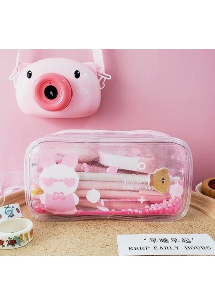 Şeffaf Içi Sulu Simli Sevimli Kalemlik ve Cüzdan, Okul Öncesi Hediye Seçeneği