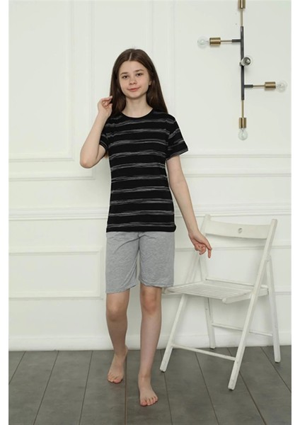 Kız Çocuk Penye Şortlu Pijama Takım Siyah fiyatları