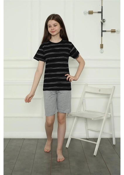 Kız Çocuk Penye Şortlu Pijama Takım Siyah modelleri