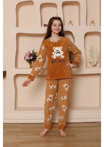 Kız Çocuk Welsoft Polar Pijama Takımı Sütlü Kahve modelleri