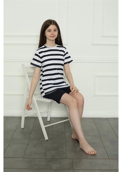 Kız Çocuk Penye Şortlu Pijama Takım Lacivert modelleri