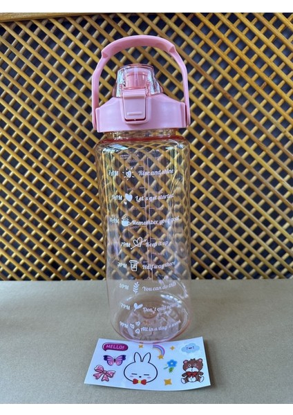 2000 ml Pembe Motivasyon Matara, Spor ve Ofis Için Bpa Içermeyen Suluk