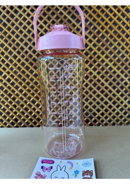 2000 ml Pembe Motivasyon Matara, Spor ve Ofis Için Bpa Içermeyen Suluk fiyatları
