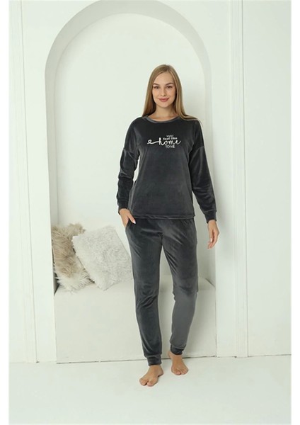 Kadın Kadife Füme Pijama Takım