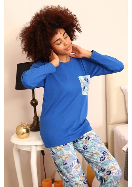 Kadın Uzun Kol Penye Pijama Takım Saks fiyatları