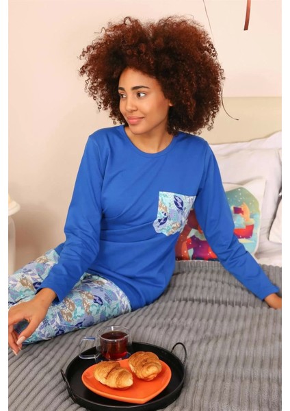 Kadın Uzun Kol Penye Pijama Takım Saks modelleri