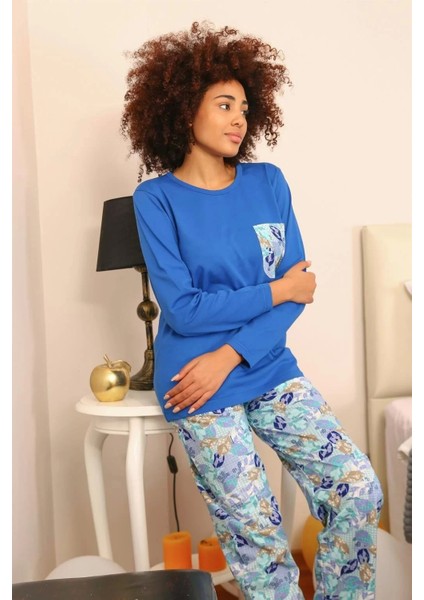 Kadın Uzun Kol Penye Pijama Takım Saks indirimleri