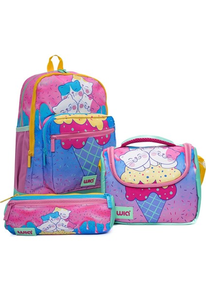 Renkli Dondurma Desenli 3'lü Okul Çanta Seti, Şık ve Kullanışlı Tasarım fiyatları