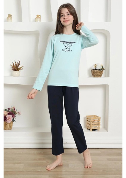 Kız Çocuk Penye Pijama Takım Su Yeşili