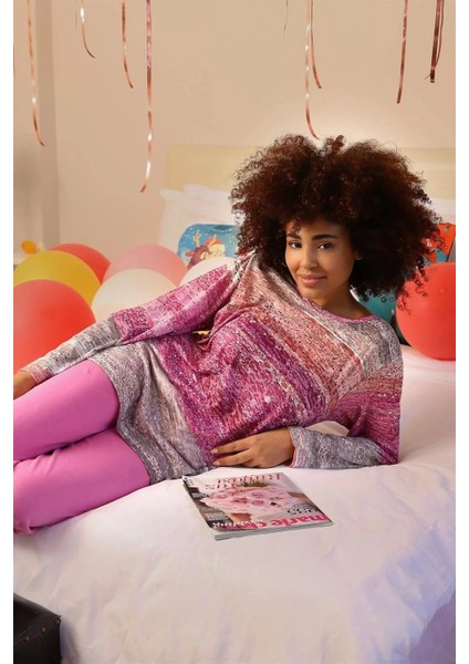 Kadın Uzun Kol Penye Pijama Takım Fuşya