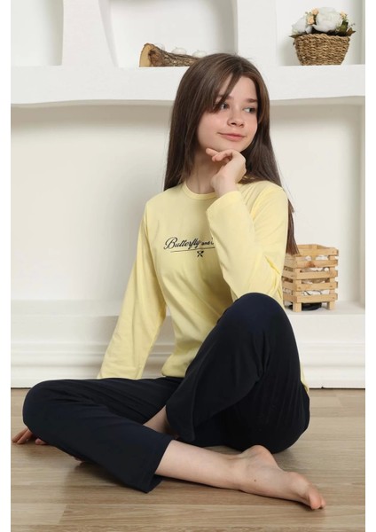 Kız Çocuk Penye Pijama Takım Sarı
