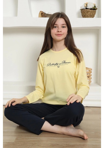 Kız Çocuk Penye Pijama Takım Sarı