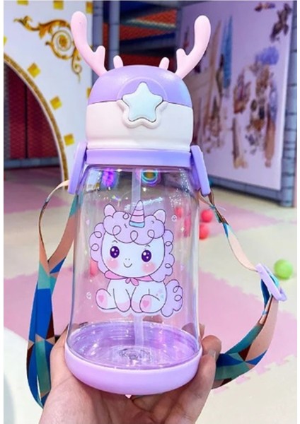 Çocuklar Için 500 ml Pipetli ve Kayışlı Su Matarası, Sağlıklı ve Dayanıklı Tasarım