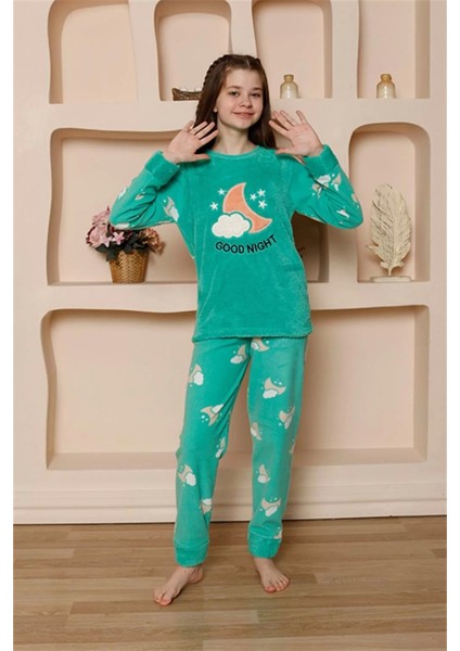 Kız Çocuk Polar Yeşil Pijama Takımı modelleri