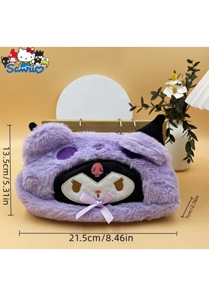Mor Sevimli Kawaii Tasarımı Yumuşak Kumaş Çanta ve Kalem Kutusu