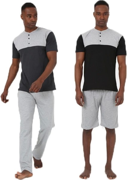 Erkek 3'lü Pijama Takım Siyah fırsatları
