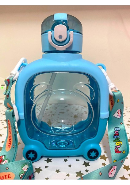 Sevimli Ayıcık Görünümlü 1 Lt Çocuk Suluk, Mavi, Okul ve Günlük Kullanım Için Uygun