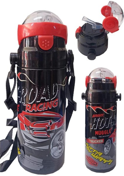 550 ml Siyah Çelik Çocuk Suluk, Okula ve Günlük Kullanım Için