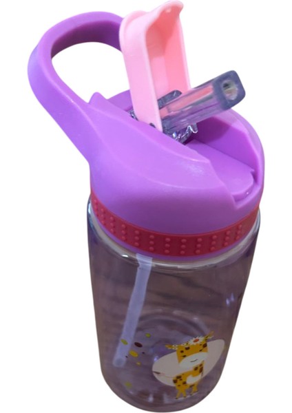 Mor Renkli, Pipetli, 450 ml Okula Uygun Şık ve Kullanışlı Su Şişesi fiyatları