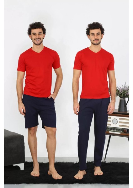 Erkek Penye Kırmızı 3'lü Pijama Takımı fırsatları
