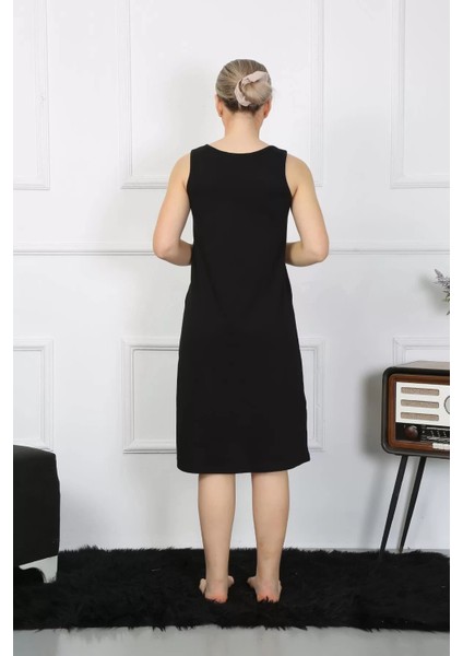 Kadın Kalın Askılı Penye Uzun Siyah Gecelik fırsatları