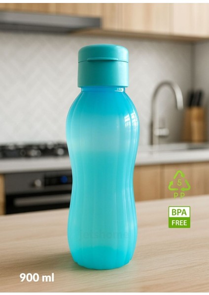 Mavi 900 ml Sızdırmaz Kapaklı Su Şişesi, Bpa Free, Koku Yapmaz, Orta Boy