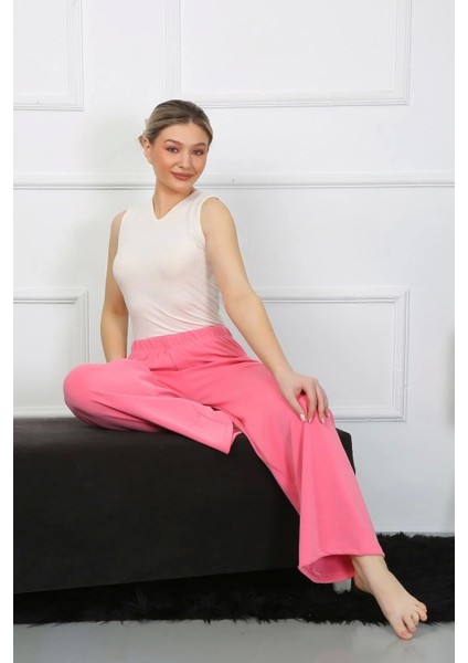Kadın Bol Paça Penye Pembe Alt Üst Takım fiyatları