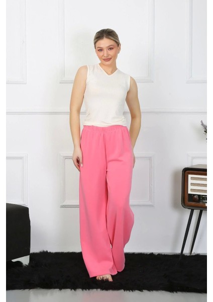 Kadın Bol Paça Penye Pembe Alt Üst Takım