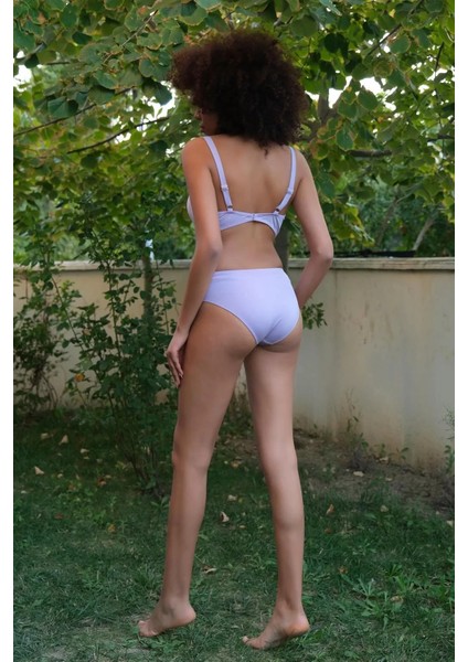Kadın Içi Boş Fiyonklu Kaplı Lila Alt Üst Bikini Takım
