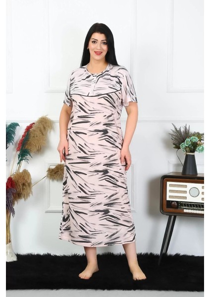 Kadın Büyük Beden Kısa Kol Krem Anne Gecelik fiyatları