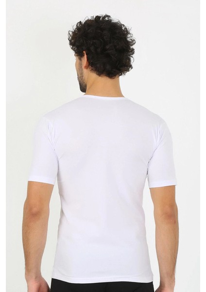 Erkek Sıfır Yaka Likralı Beyaz T-Shirt fiyatları