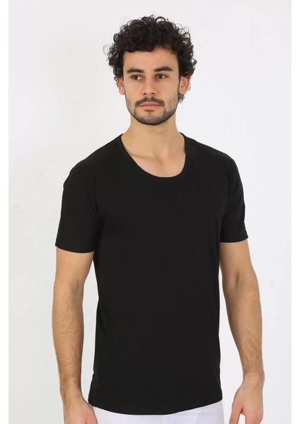 Erkek Açık Yaka Siyah Penye Atlet modelleri