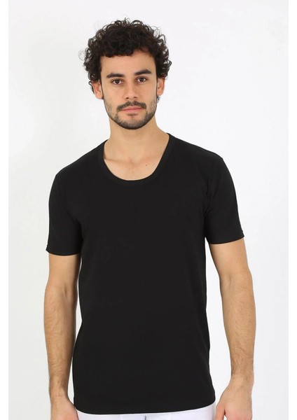 Erkek Açık Yaka Siyah Penye Atlet fırsatları