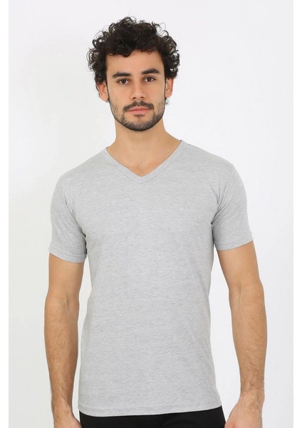 Erkek V Yaka Gri Penye Atlet indirimleri