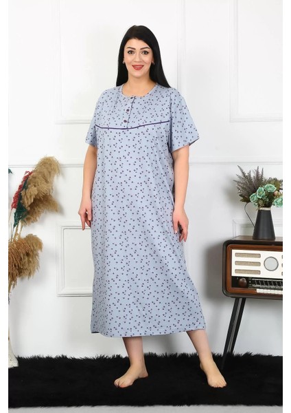 Kadın Büyük Beden Kısa Kol Indigo Anne Gecelik fiyatları