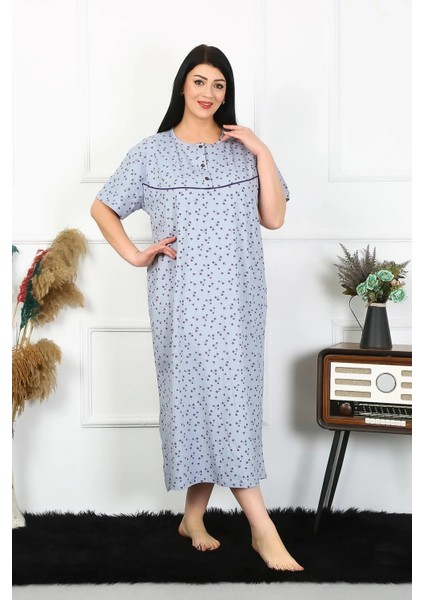 Kadın Büyük Beden Kısa Kol Indigo Anne Gecelik modelleri
