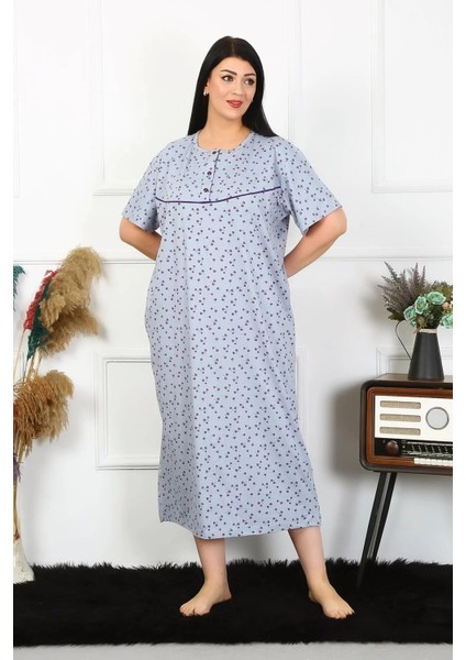 Kadın Büyük Beden Kısa Kol Indigo Anne Gecelik fırsatları