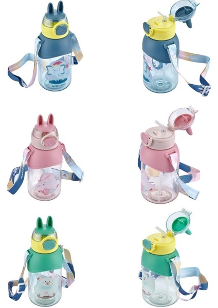 Renkli 650 ml Pipetli Kapaklı Boyun Askılı Su Şişesi modelleri