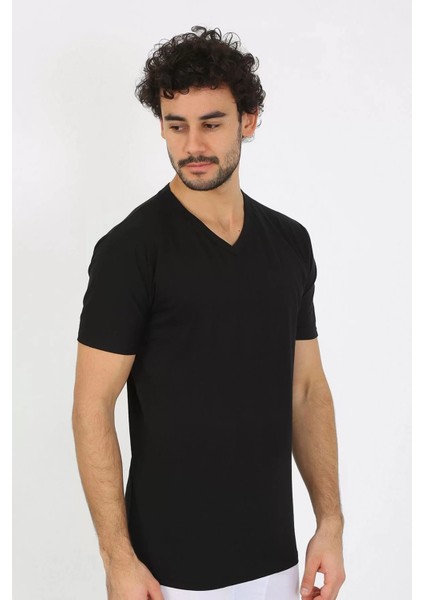 Erkek V Yaka Siyah Penye Atlet fiyatları