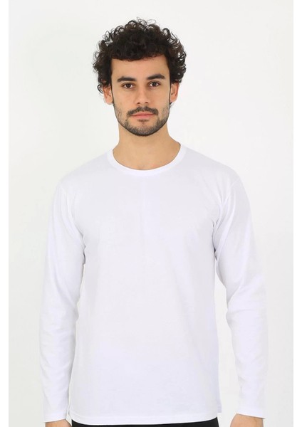 Erkek Sıfır Yaka Uzun Kol Beyaz Fanila modelleri