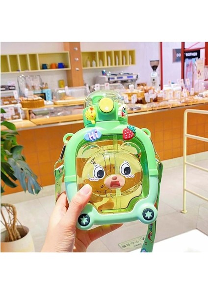 Sevimli Ayıcık Tasarımlı 1000 ml Çocuk Su Şişesi, Bpa Içermeyen Suluk