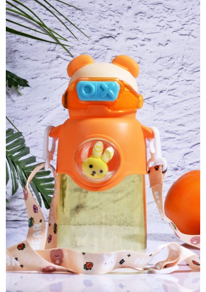 Turuncu Tavşan Figürlü 750ML Çocuk Suluğu, Bpa Içermeyen, Etiket Hediyeli