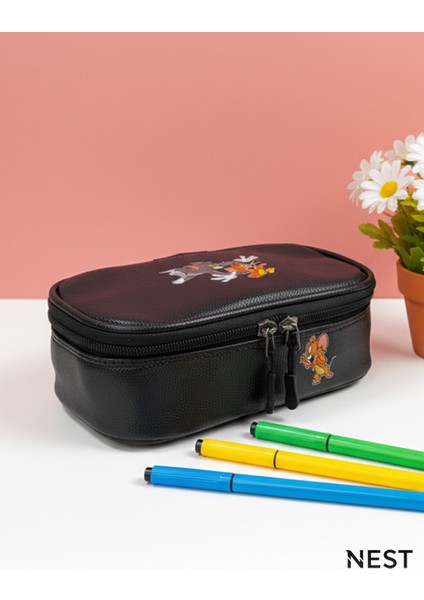 Şık Siyah Suni Deri Kalem Kutusu, Okul ve Ofis Için Güzel Bir Seçenek fiyatları