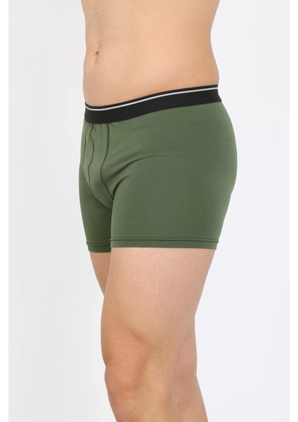 Erkek Pamuk Likralı Boxer Haki